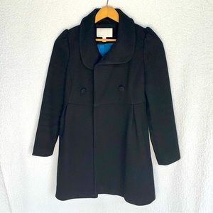 EUC Old Navy black pleated pea coat, fully-lined, fabric buttons, great price